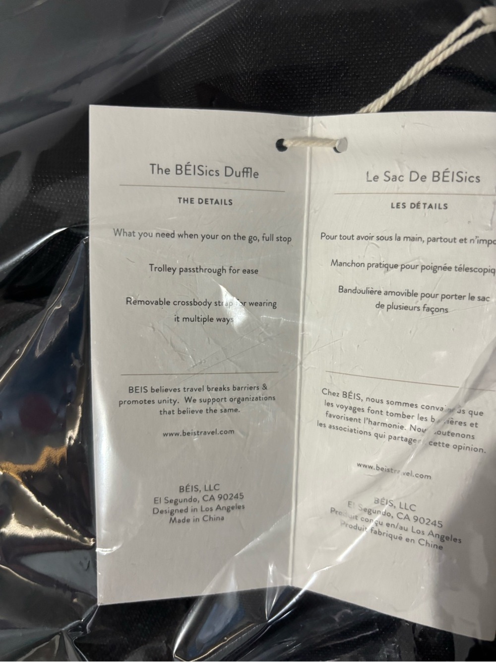 BEIS The BÉISics Duffle 
in Black - Picture 8 of 9